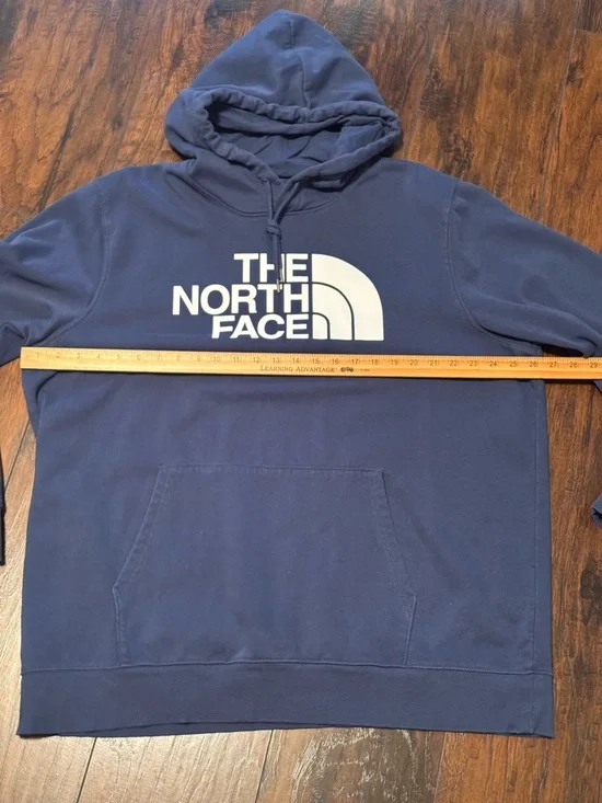 The North Face Hoodie Mens XXL Navy Sweatshirt Long Sleeve Hooded Big Logo - Picture 5 of 10